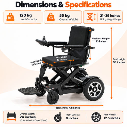 Height Adjustable Power Wheelchair - Scissor Lift Mechanism