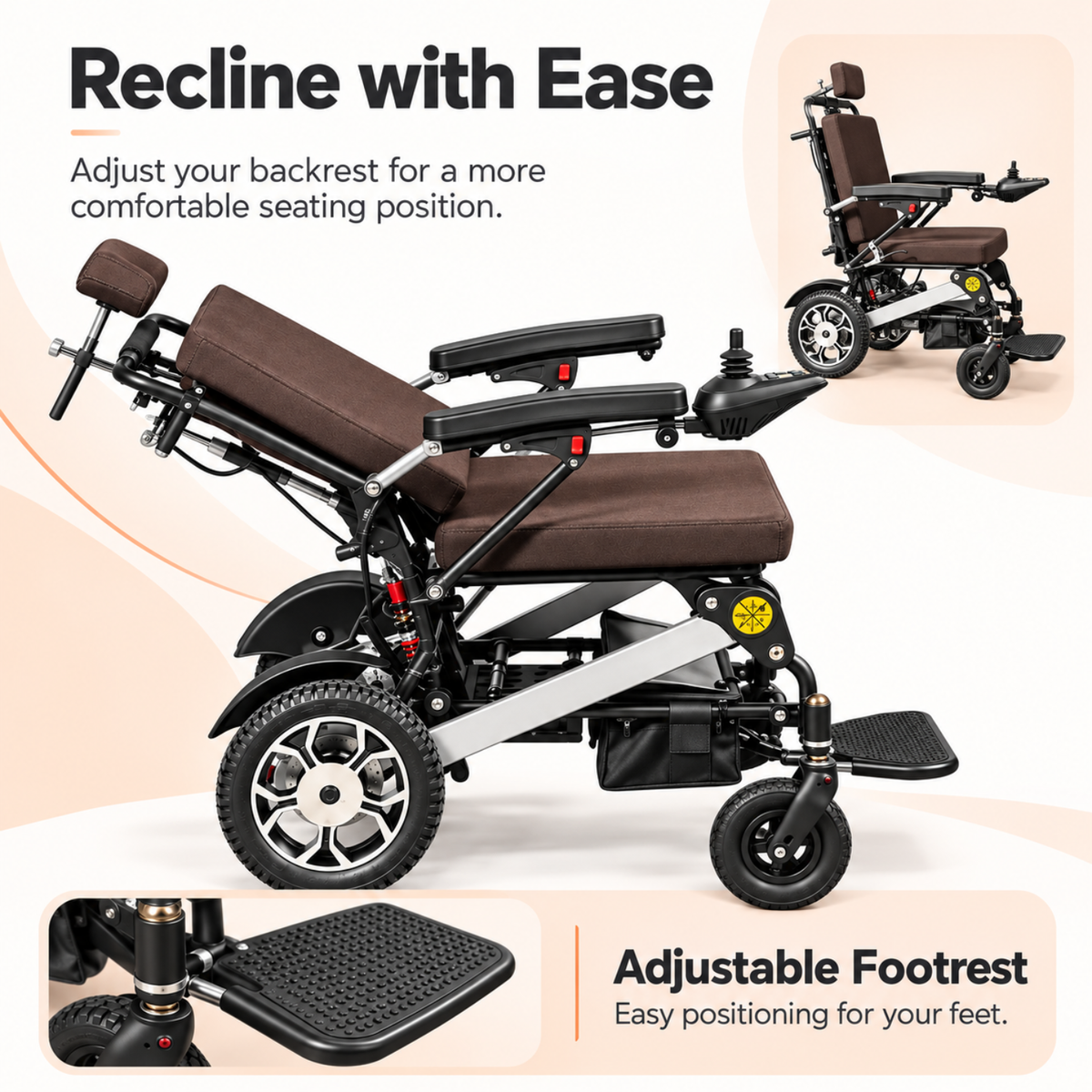 Travel Lite Power Wheelchair - Manual Reclining Functionality