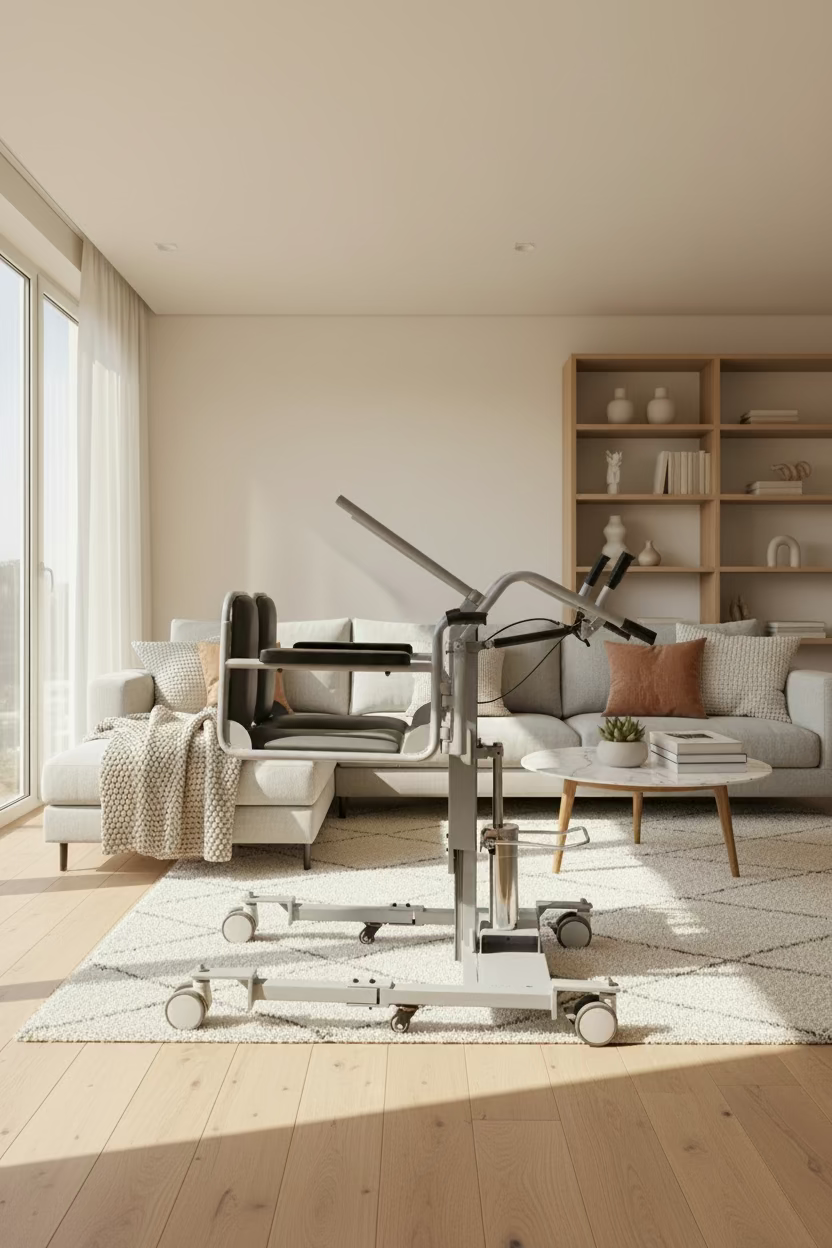 Commode Transfer Manual Chair - Manually Height Adjusted - Lifting Support