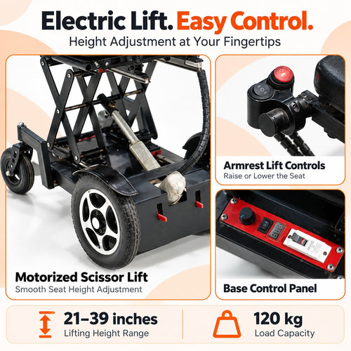 Height Adjustable Power Wheelchair - Scissor Lift Mechanism