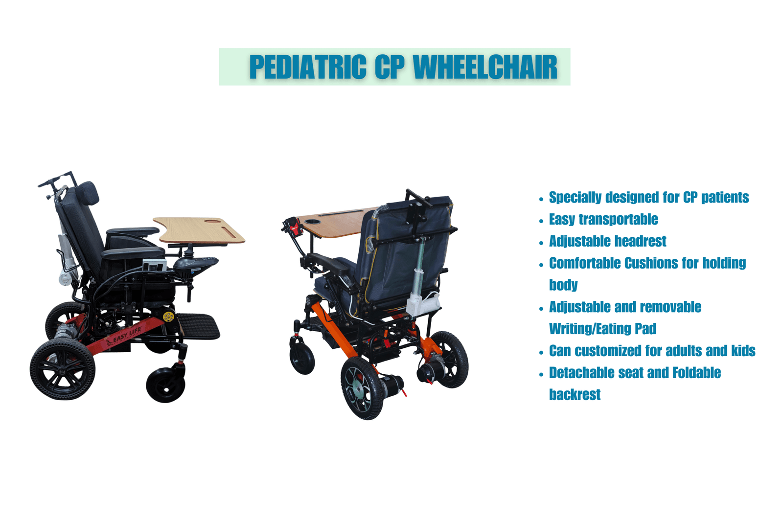A high-quality pediatric CP wheelchair designed for children with cerebral palsy, offering enhanced posture support, adjustable seating, and mobility assistance. Ideal for both indoor and outdoor use, ensuring comfort and safety.